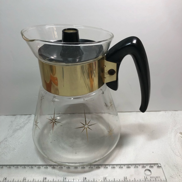 Vintage MCM Pyrex Corning 1960s Atomic Star Burst 4 Cup Coffee Pot Carafe - Picture 13 of 14